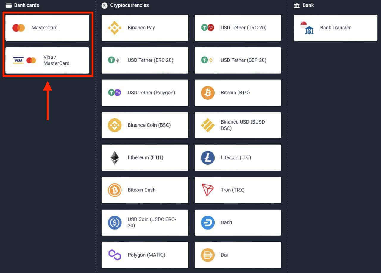 Deposit Money in Quotex via Singapore Bank Cards (Visa / MasterCard), Bank Transfer and Cryptocurrencies
