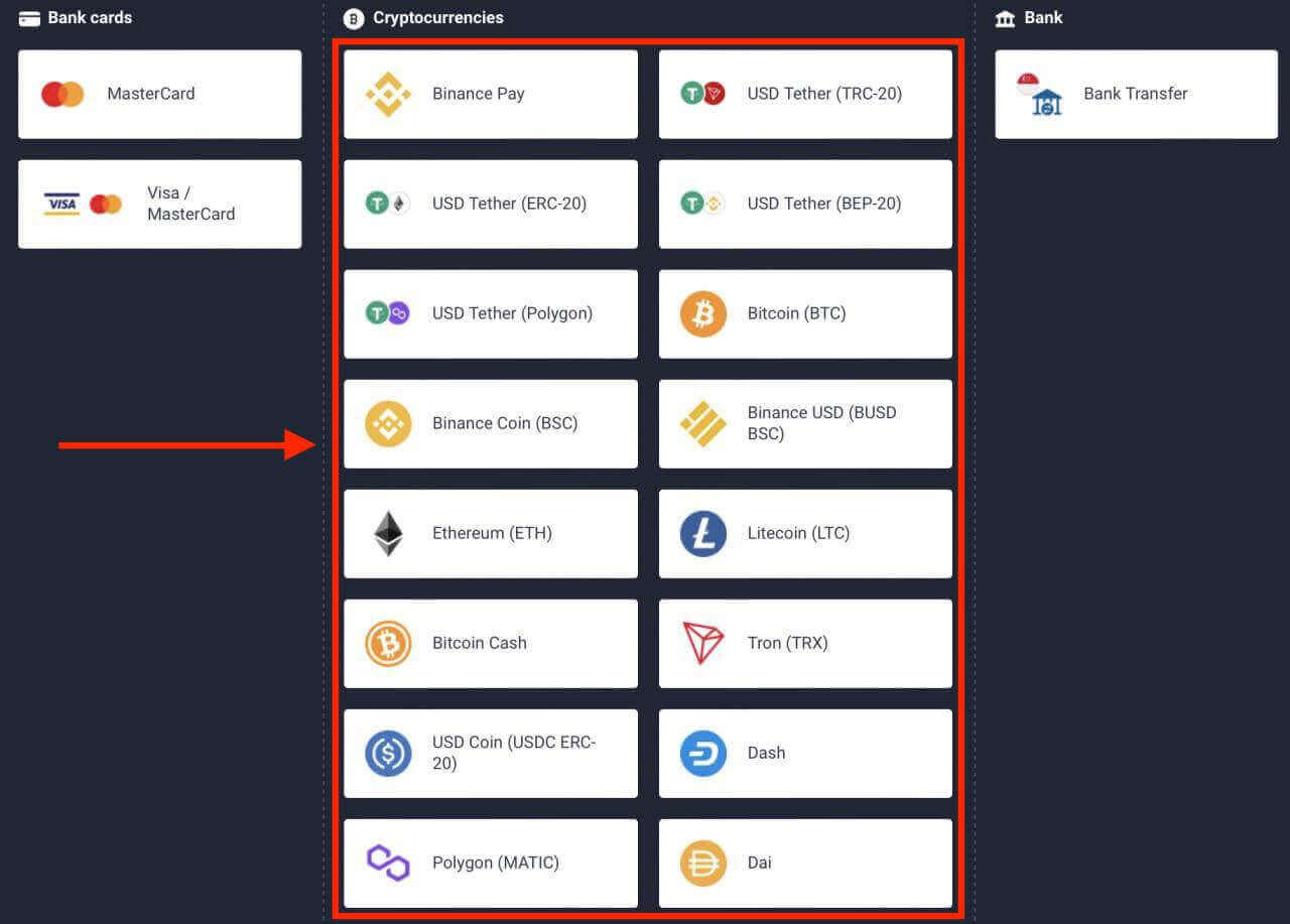 Deposit Money in Quotex via Singapore Bank Cards (Visa / MasterCard), Bank Transfer and Cryptocurrencies