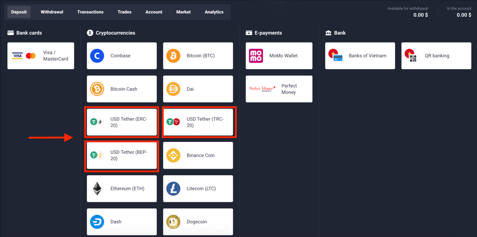 Momwe Mungasungire Ndalama ndi Cryptocurrency mu Quotex Momwe Mungasungire Ndalama ndi Cryptocurrency mu Quotex