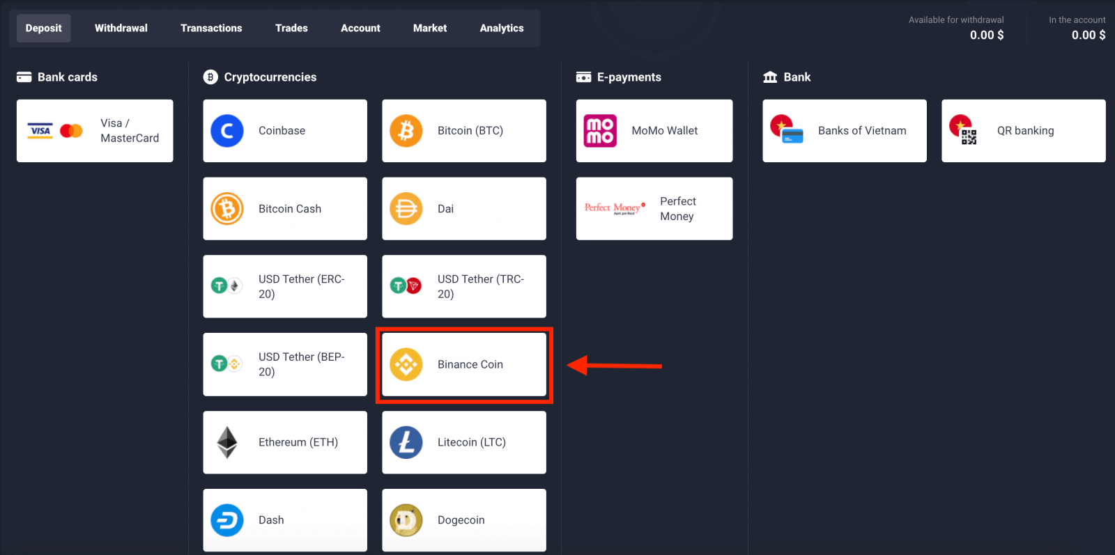 Momwe Mungasungire Ndalama ndi Cryptocurrency mu Quotex Momwe Mungasungire Ndalama ndi Cryptocurrency mu Quotex