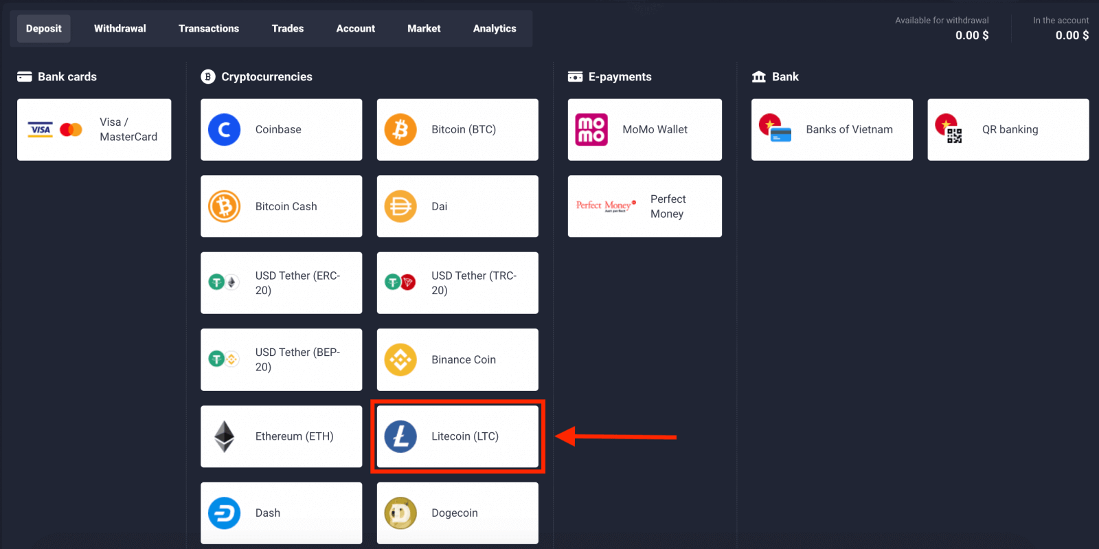 Momwe Mungasungire Ndalama ndi Cryptocurrency mu Quotex Momwe Mungasungire Ndalama ndi Cryptocurrency mu Quotex