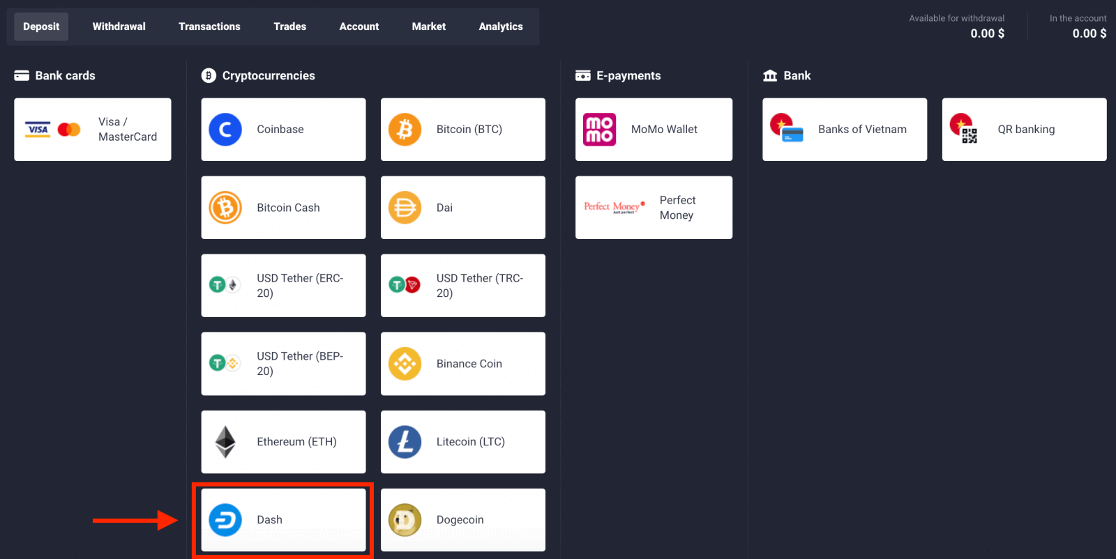 Momwe Mungasungire Ndalama ndi Cryptocurrency mu Quotex Momwe Mungasungire Ndalama ndi Cryptocurrency mu Quotex