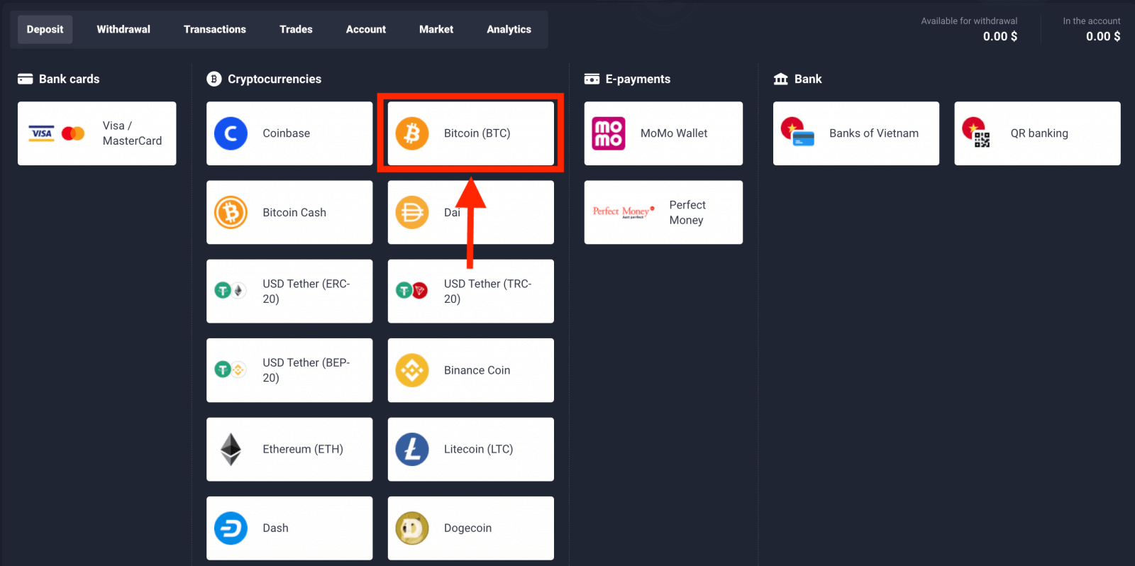 Momwe Mungasungire Ndalama ndi Cryptocurrency mu Quotex Momwe Mungasungire Ndalama ndi Cryptocurrency mu Quotex
