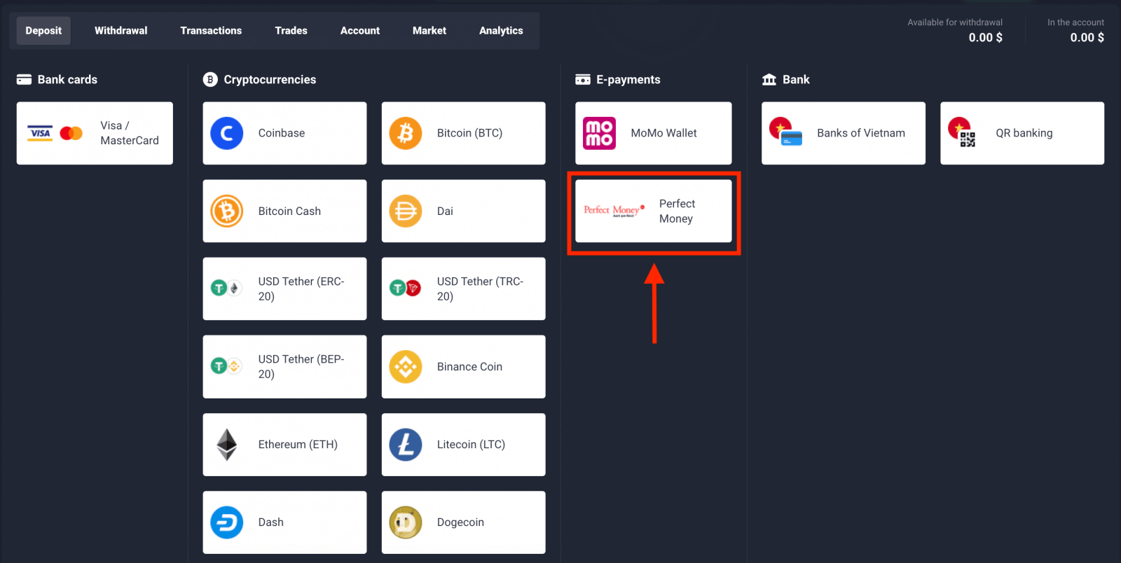 كيفية إيداع الأموال باستخدام Perfect Money على Quotex كيفية إيداع الأموال باستخدام Perfect Money على Quotex