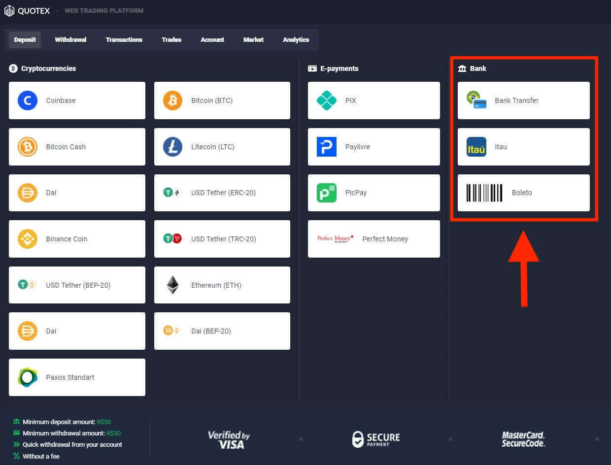 Quotex 在巴西存款和取款 Quotex 在巴西存款和取款